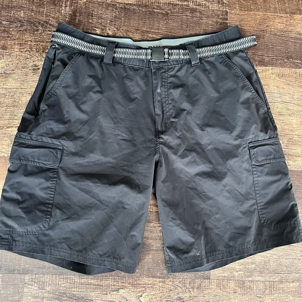 Orvis Mens Black 4 way Stretch Cargo Short with Belt Sz 36